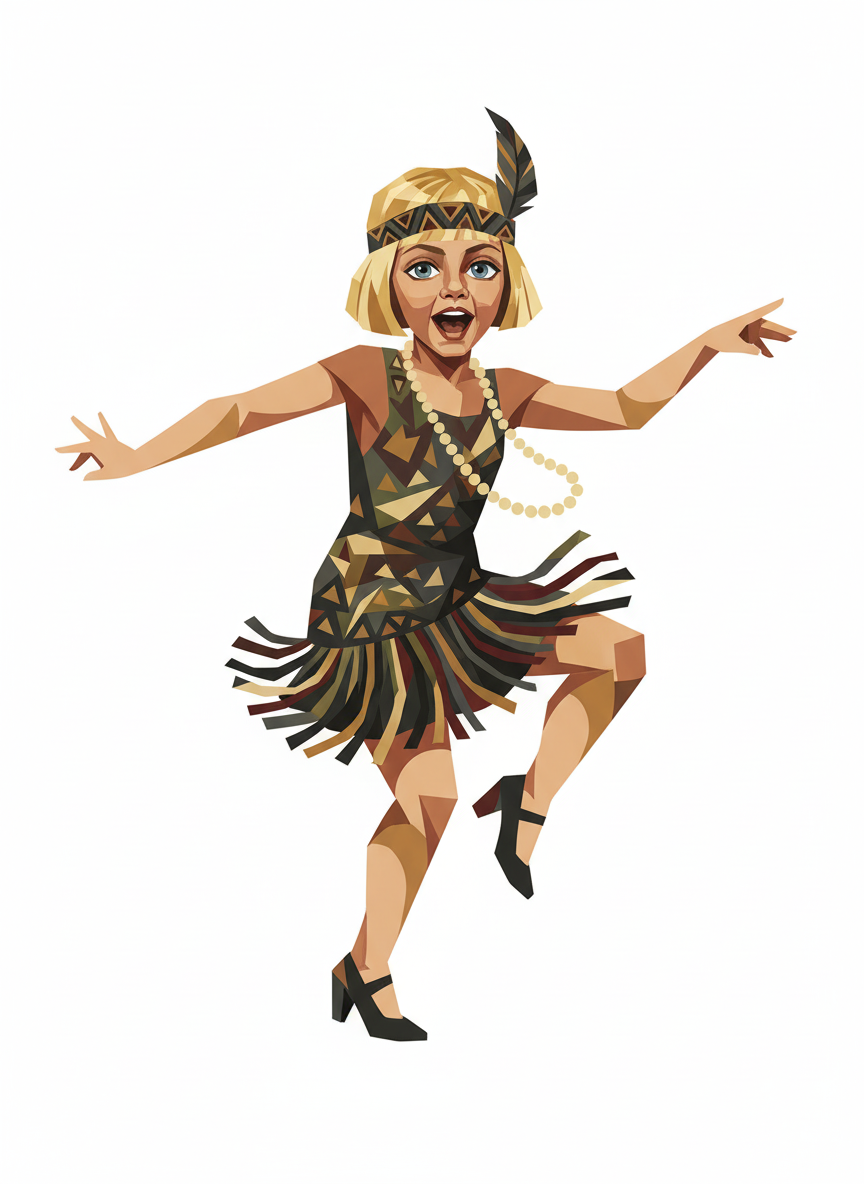 Ashley the Jazzy Flapper - Cubist Painting