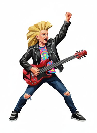 My Girl's Rockin' 80s Adventure 🎸 - Cubist Painting