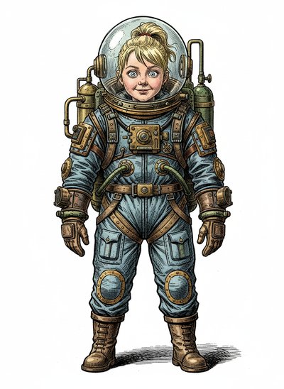 My Girl's Space Adventure 🌟 - Victorian Illustration