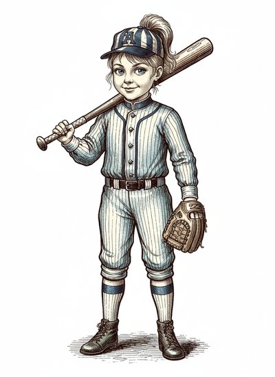 My Little Slugger ⚾ - Victorian Illustration