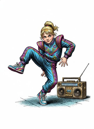 Ashley's Boombox Moves 🎶 - Victorian Illustration