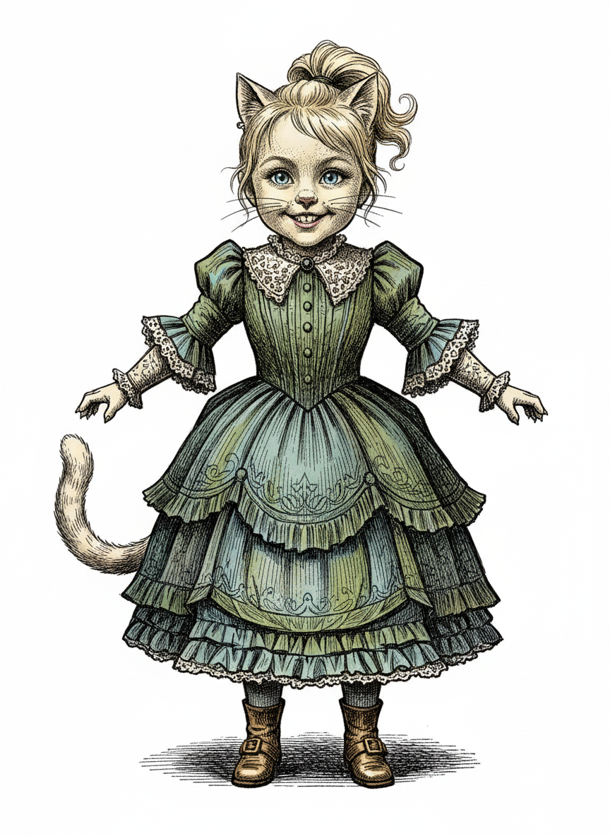 Cat-tastic Ashley - Victorian Illustration
