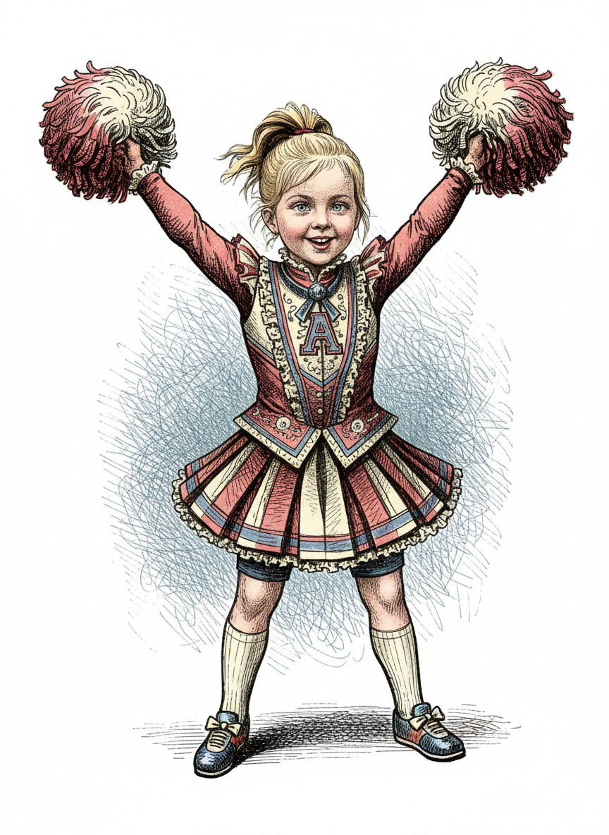 Cheerleader Ashley - Victorian Illustration