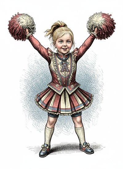 Ashley's Cheerleading Adventure 🎀 - Victorian Illustration