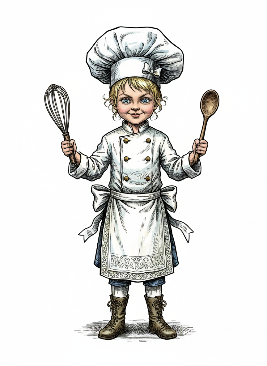 Chef Ashley Whiskers - Victorian Illustration