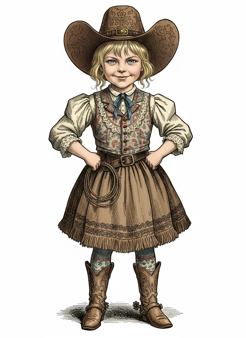 Ashley the Cowpoke Princess - Victorian Illustration