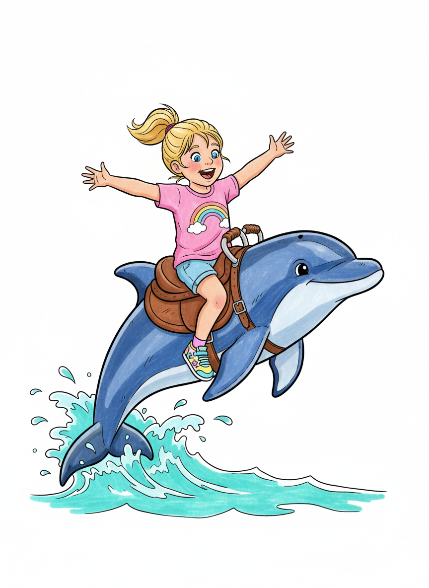 Ashley the Dolphin Rider - Classic Coloring Book