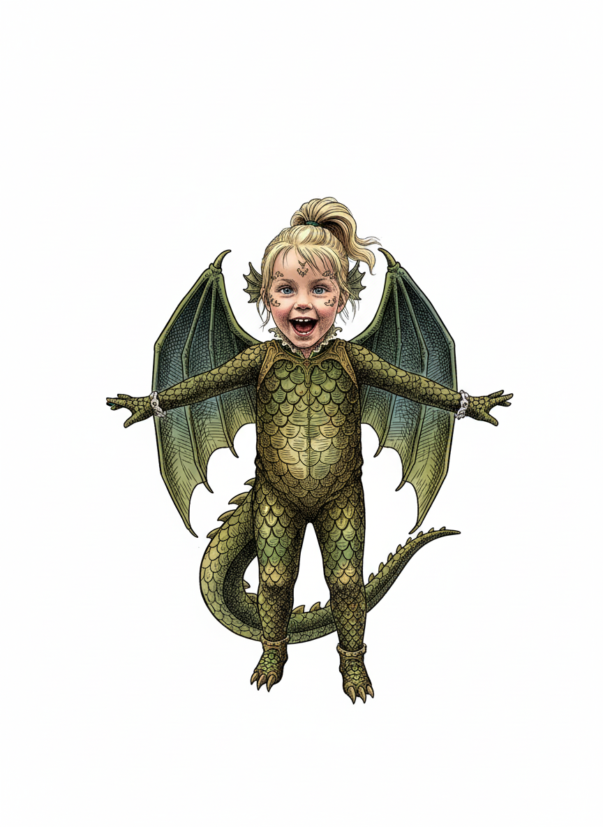 Ashley the Dragon - Victorian Illustration
