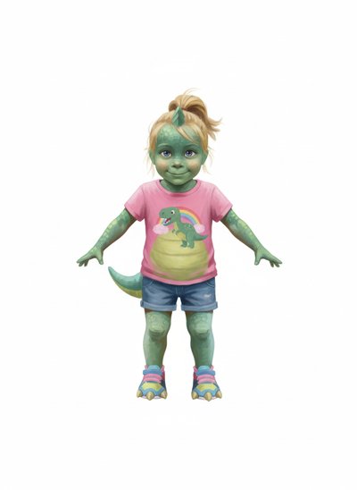 My Little Dino Girl 🦖 - Impressionist Painting