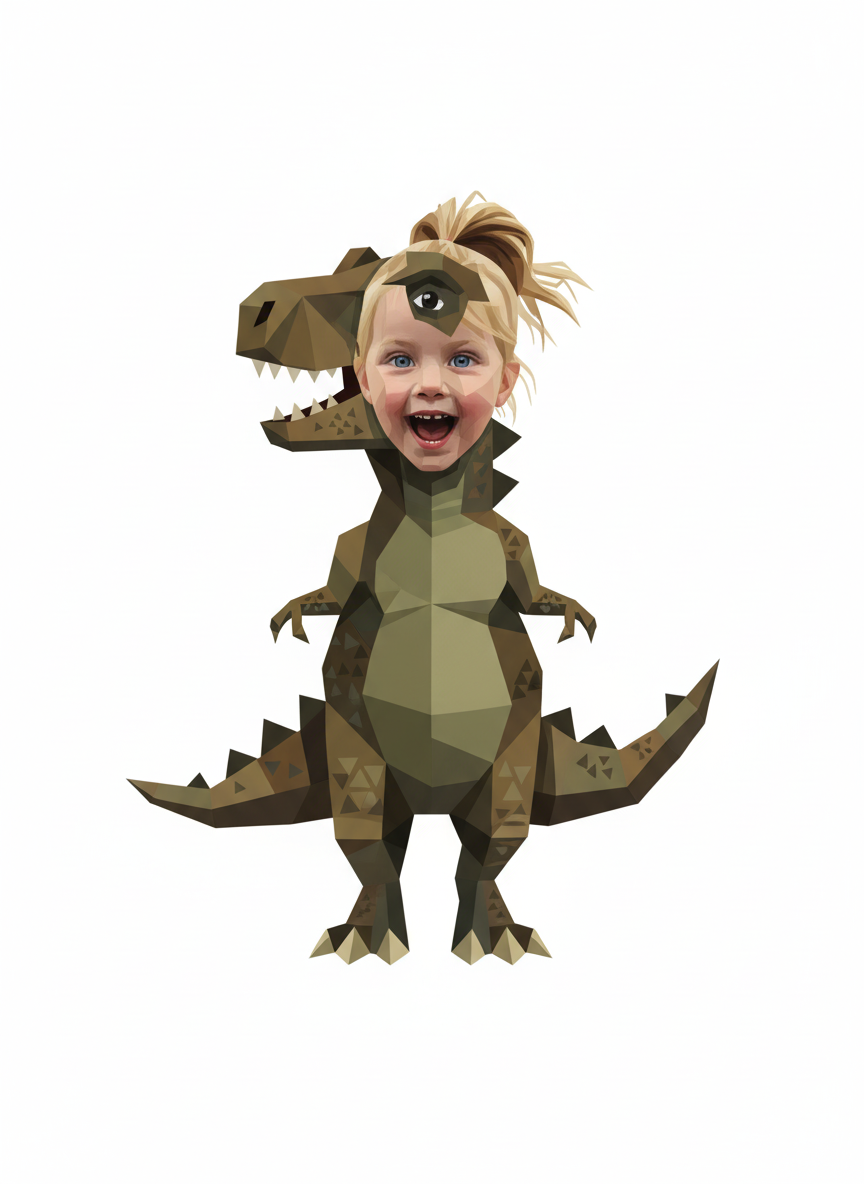 Ashley's Dino Roar - Cubist Painting