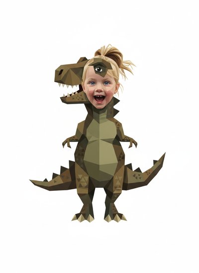 My Little Dino Girl 🦖 - Cubist Painting