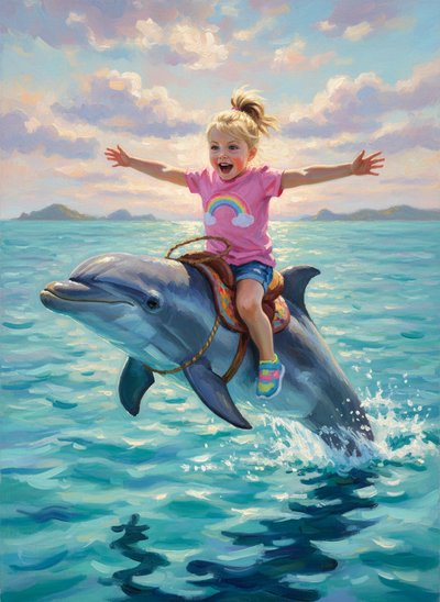 Ashley's Dolphin Adventures 🌊 - Impressionist Painting