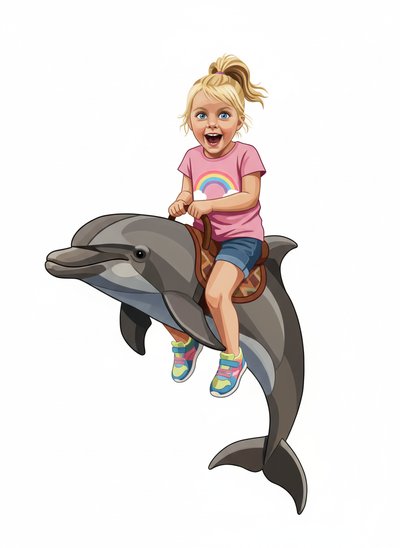 Ashley's Dolphin Adventures 🌊 - Cubist Painting