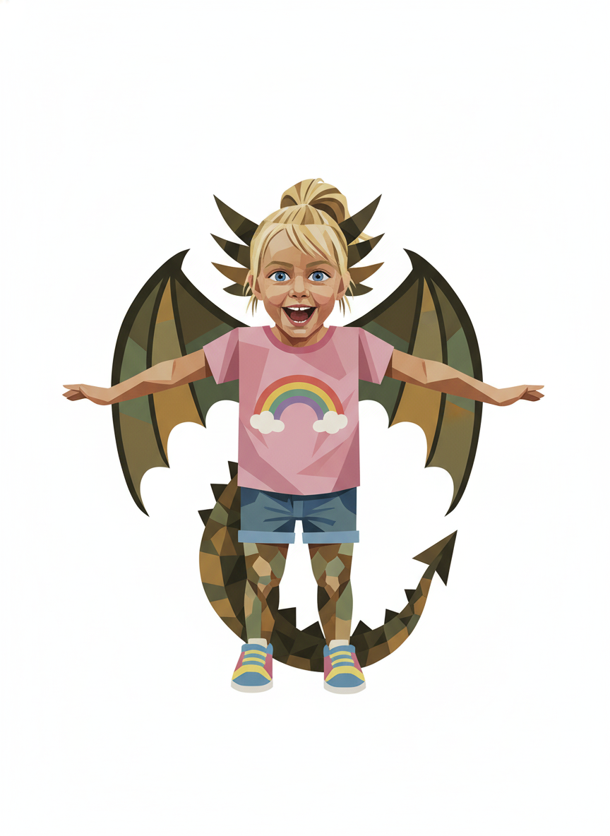 Ashley the Dragon - Cubist Painting