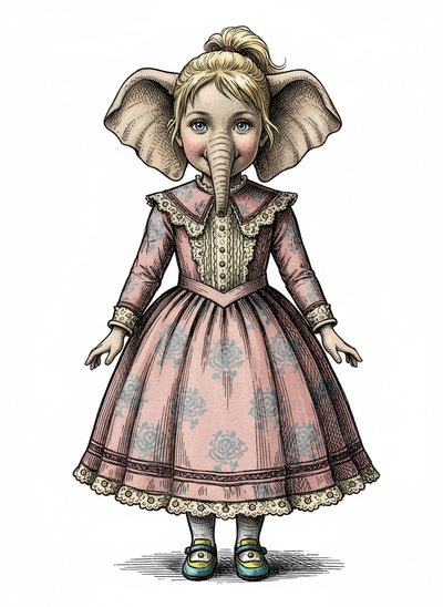 My Girl's Elephant Adventure 🐘 - Victorian Illustration
