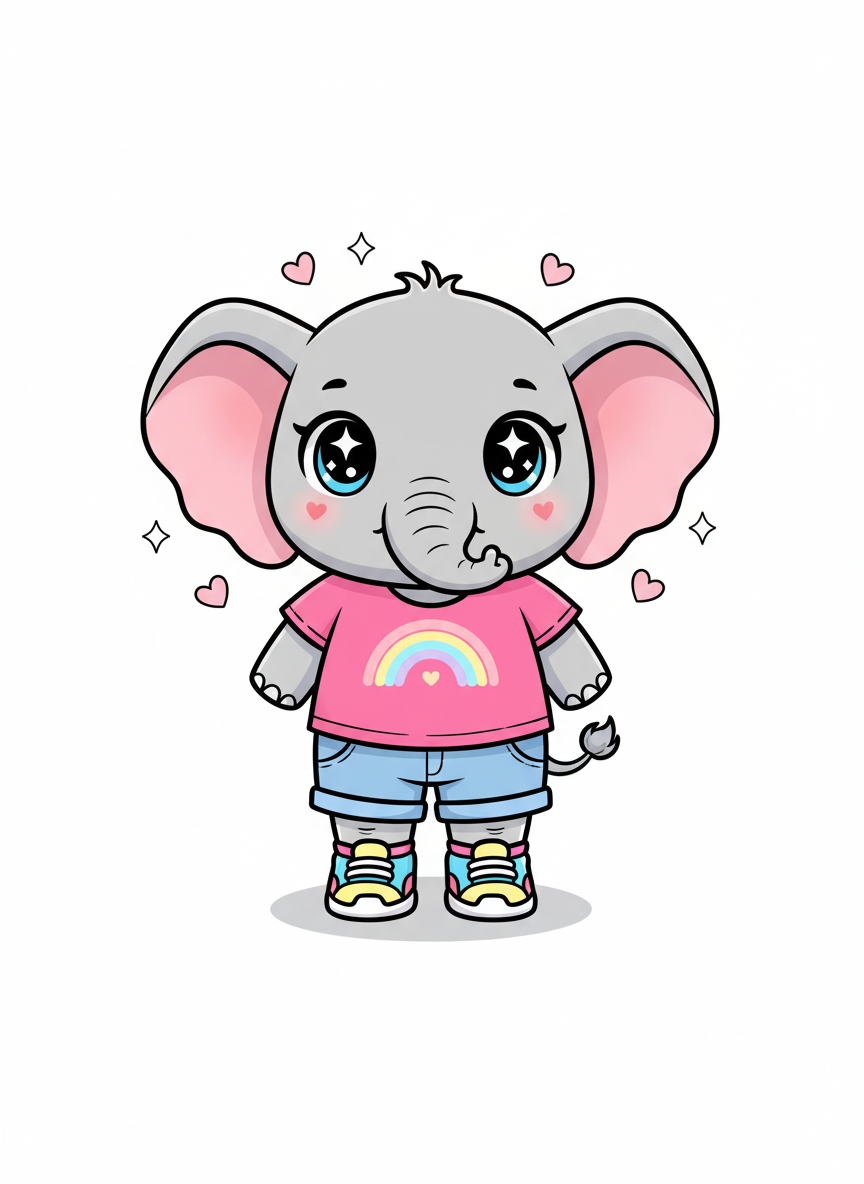 Ashley the Elephant - Kawaii Cute