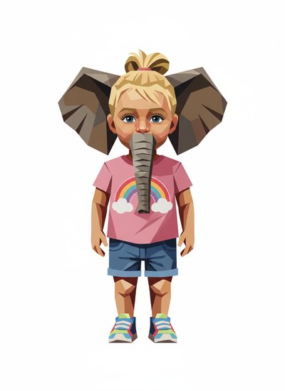 My Girl's Elephant Adventure 🐘 - Cubist Painting