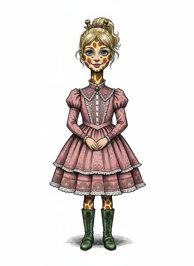 Ashley's Giraffe Adventure 🦒 - Victorian Illustration