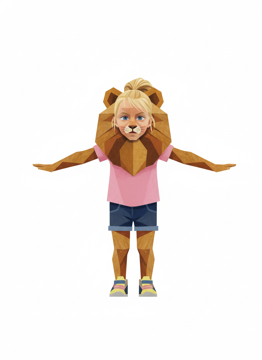 Ashley the Mighty Lion - Cubist Painting