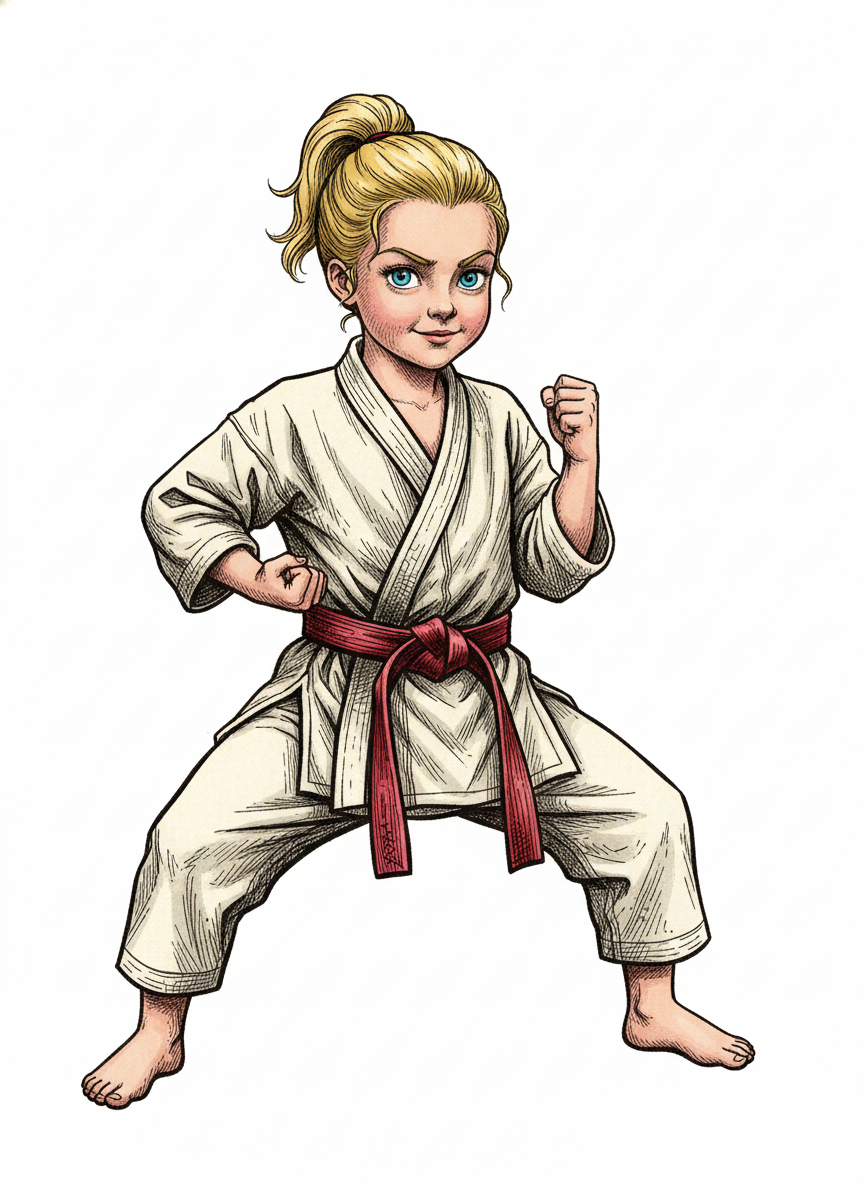 Ashley the Karate Kid - Victorian Illustration