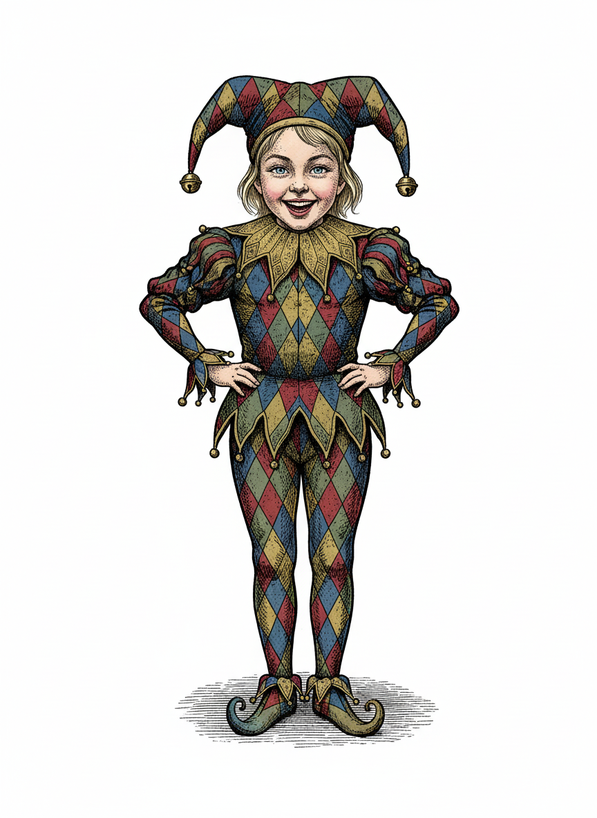Ashley the Joyful Jester - Victorian Illustration