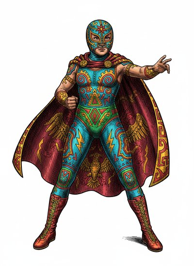 Ashley the Luchadora 🌟 - Victorian Illustration