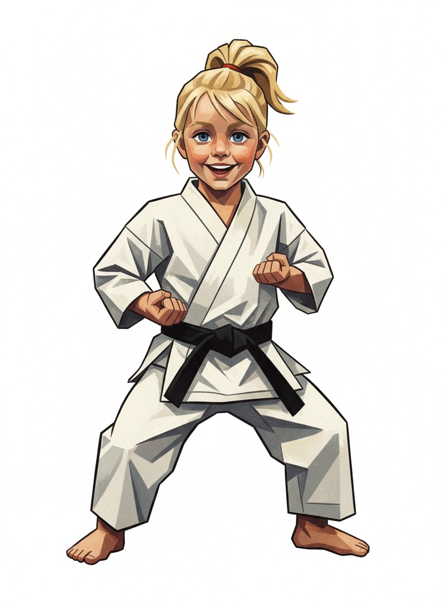 Ashley the Karate Kid - Cubist Painting