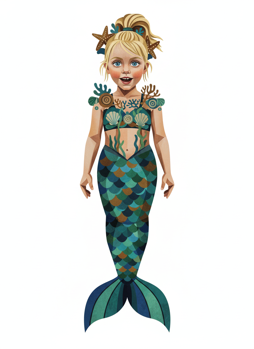 Mermaid Ash - Cubist Painting