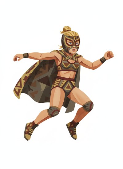 Ashley the Luchadora 🌟 - Cubist Painting