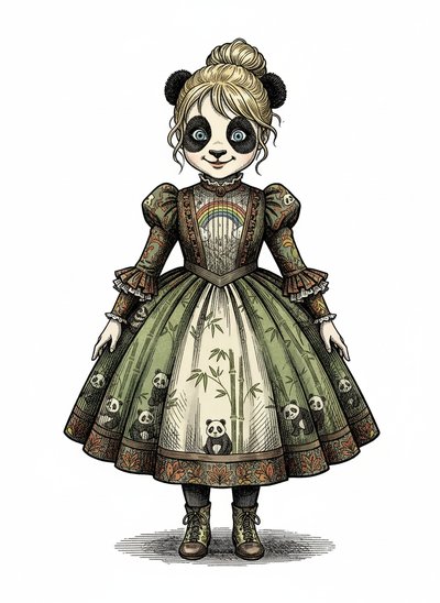 Ashley the Panda Princess 🐼 - Victorian Illustration