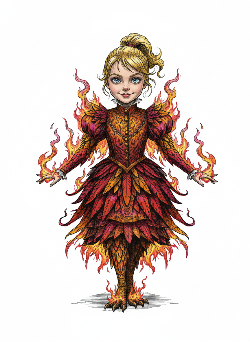Ash the Firebird - Victorian Illustration