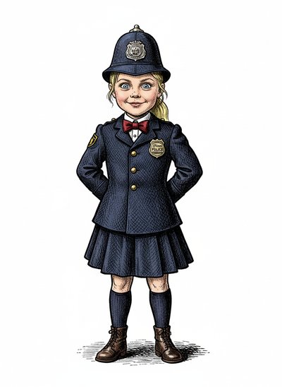 Ashley the Little Officer 🚓 - Victorian Illustration