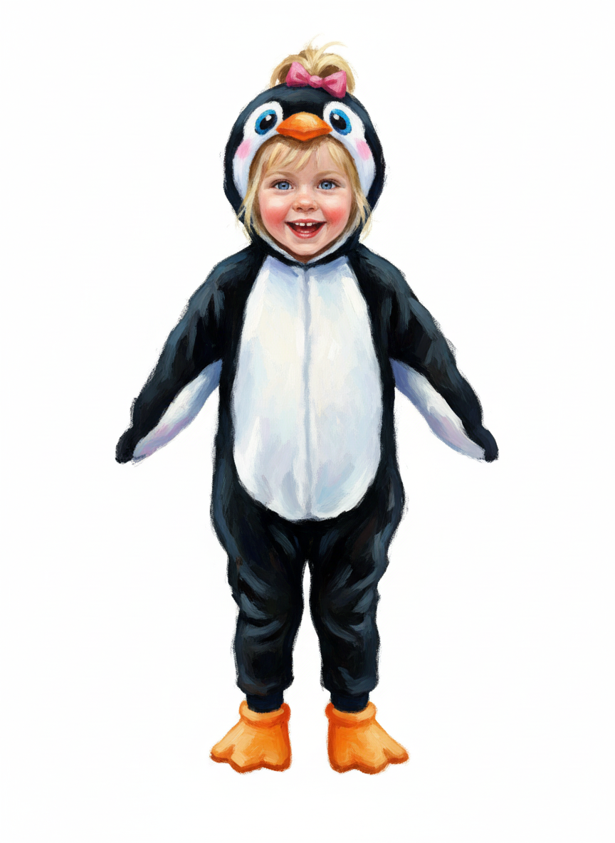 Ashley the Penguin Princess - Impressionist Painting