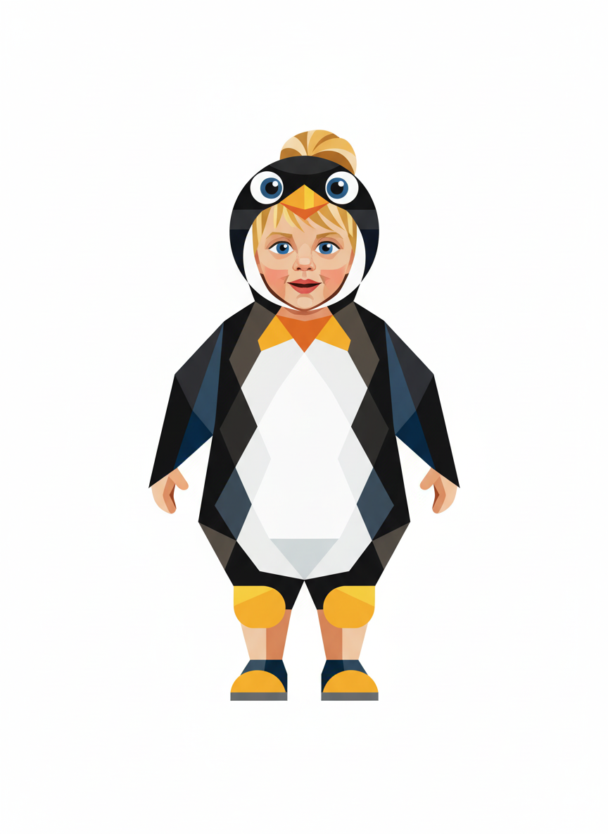 Ashley the Penguin Princess - Cubist Painting