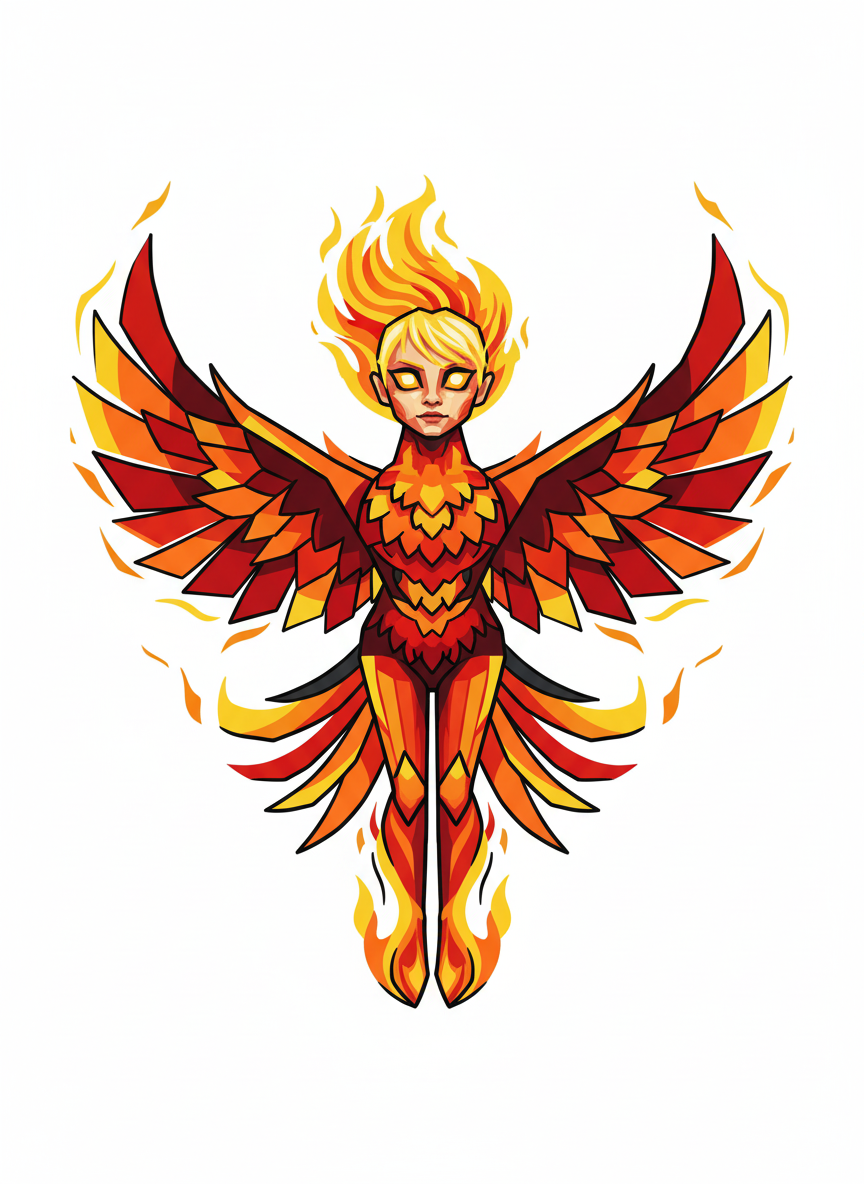 Ash the Firebird - Cubist Painting