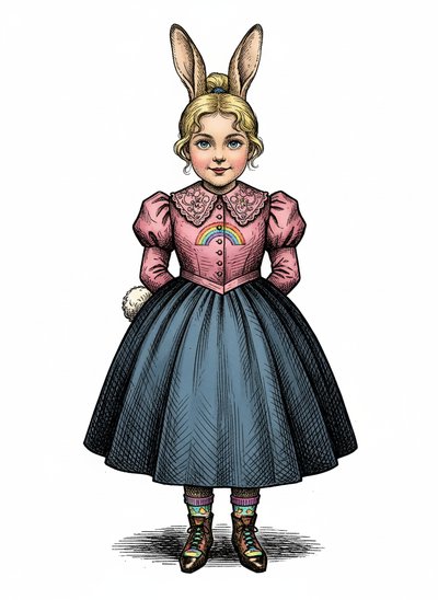 Ashley's Bunny Adventures 🐰 - Victorian Illustration