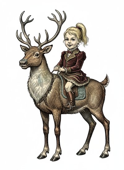 Ashley's Reindeer Adventure 🦌 - Victorian Illustration