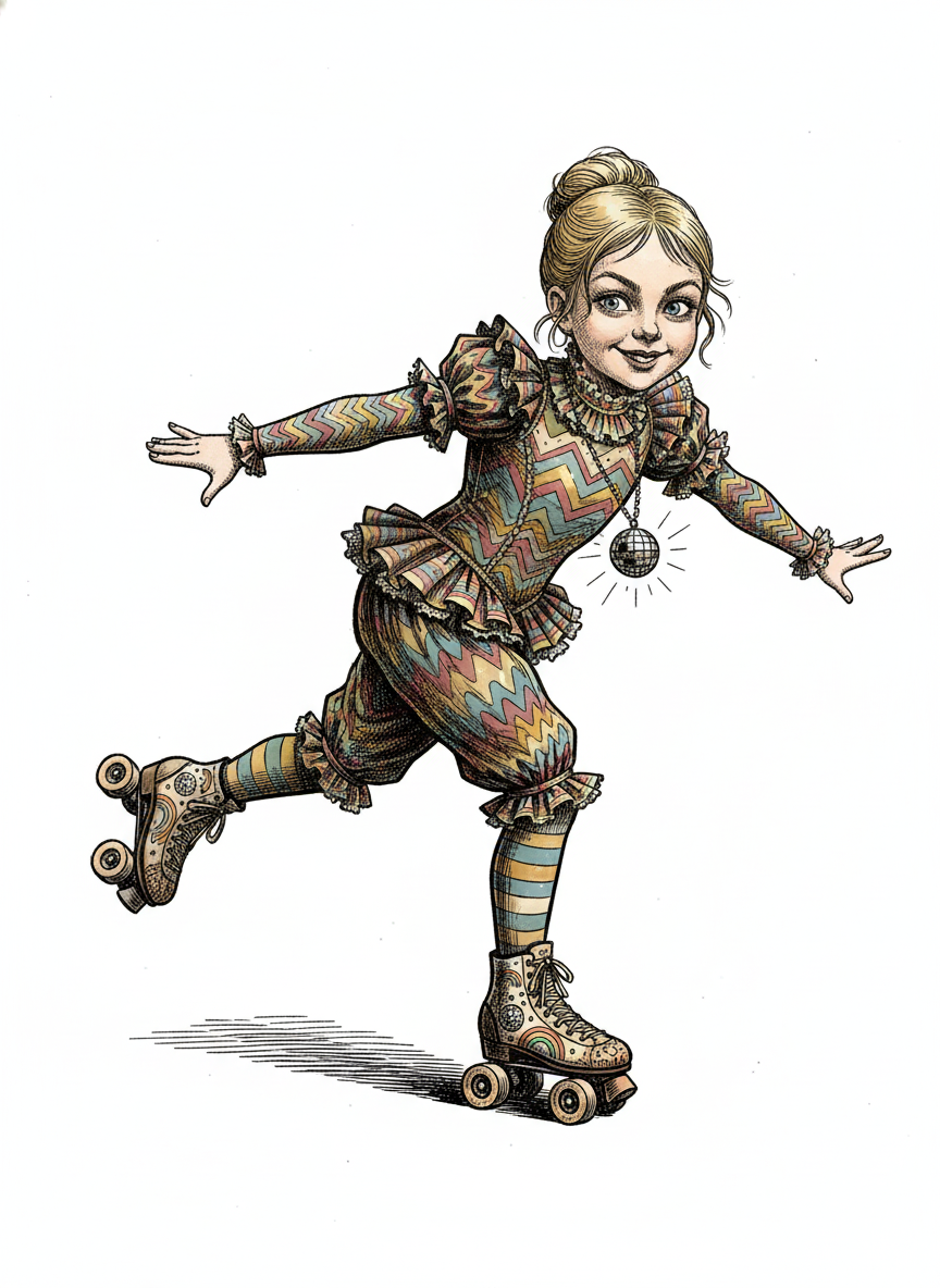 Ashley the Disco Skater - Victorian Illustration