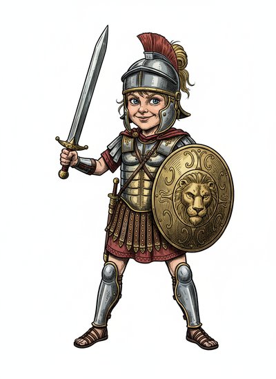 My Little Gladiator Girl 🛡️ - Victorian Illustration