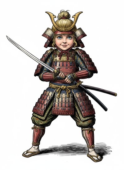 Ashley the Samurai Explorer - Victorian Illustration