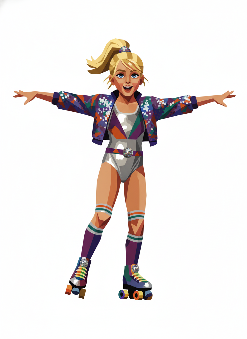 Ashley the Disco Skater - Cubist Painting