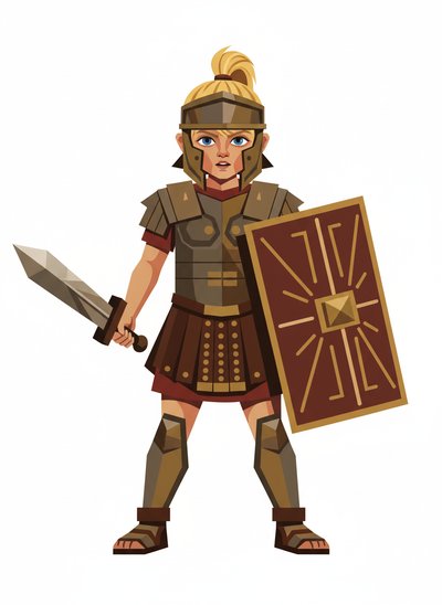 My Little Gladiator Girl 🛡️ - Cubist Painting