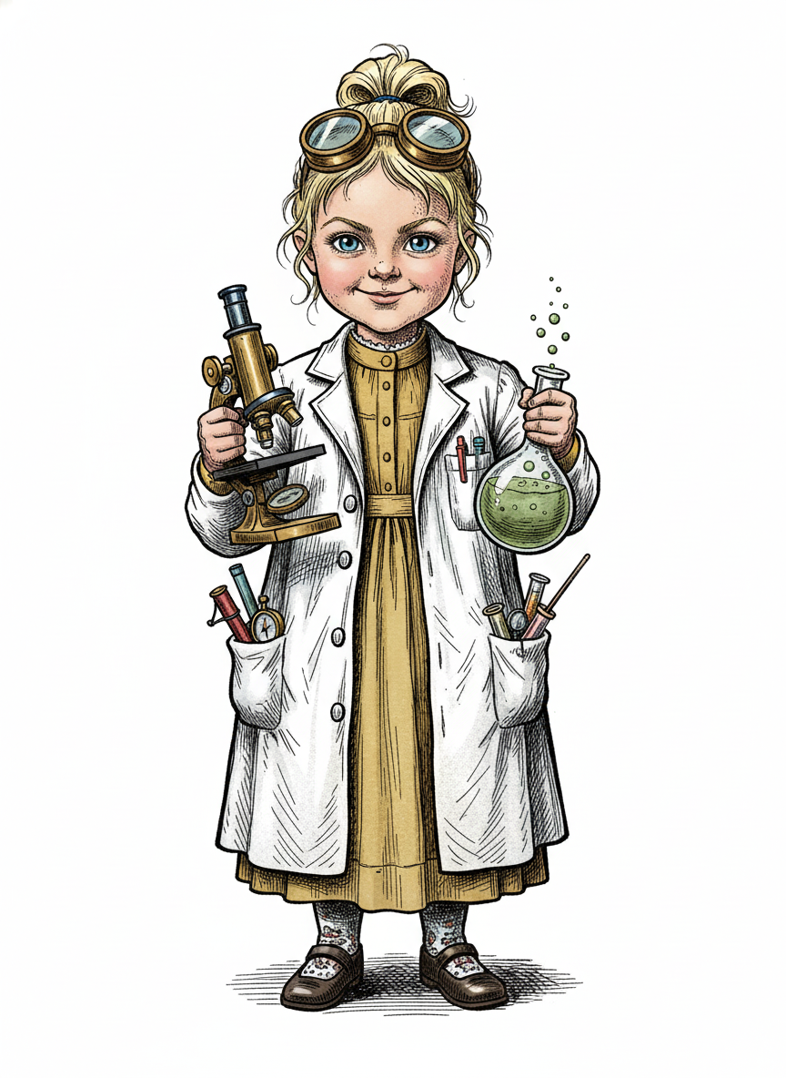 Ashley the Curious Scientist - Victorian Illustration