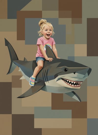 Ashley's Shark Adventure 🦈 - Cubist Painting