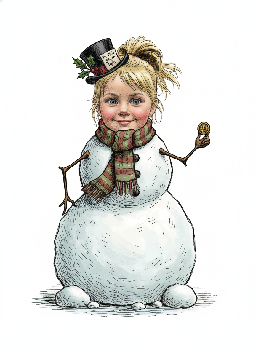 Ashley the Snowgirl - Victorian Illustration
