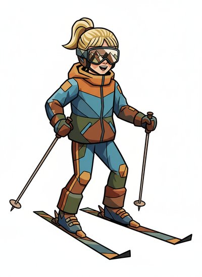 My Girl's Snowy Adventures ⛷️ - Cubist Painting