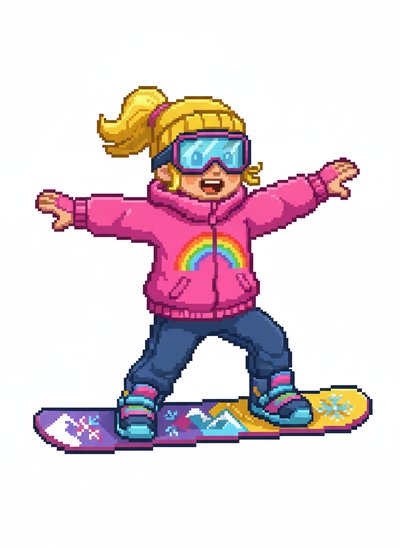 Ashley the Snowboarding Star 🌟 - Pixel Art