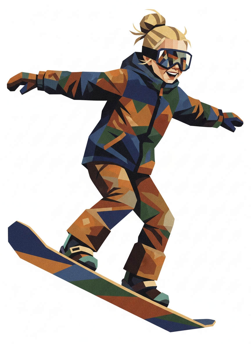 Ashley the Snowboarder - Cubist Painting