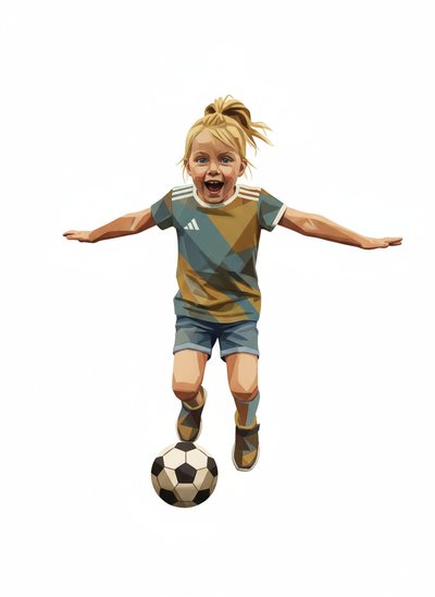 Ashley the Soccer Star 🌟 - Cubist Painting