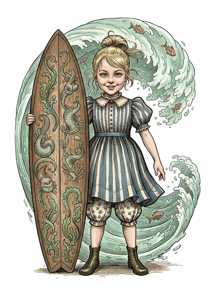 Surfer Ashley - Victorian Illustration